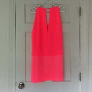 PARKER dress size L neon orange and neon pink sleeveless mini shift v-neck